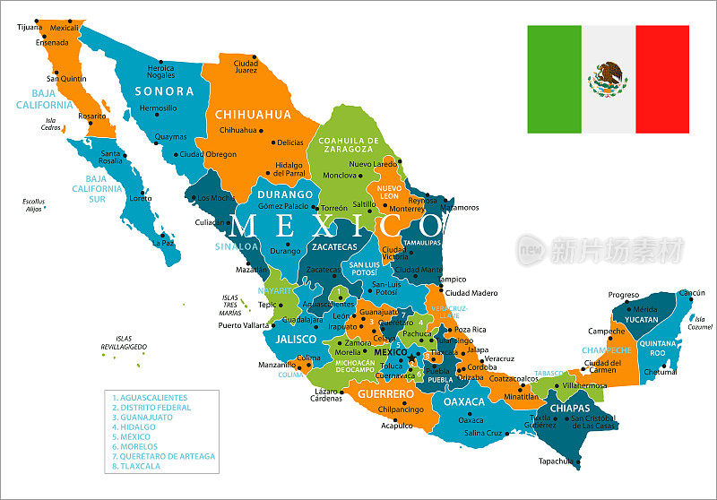 墨西哥地图-矢量