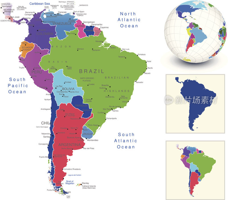 矢量世界地图地理南美