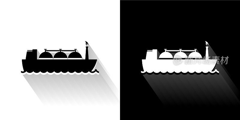 运送气体的船黑白长影图标