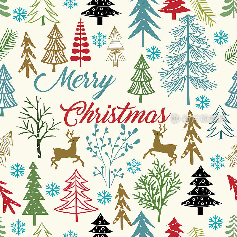 圣诞无缝图案。