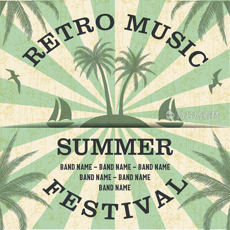 复古音乐夏季音乐节海报在复古设计风格。