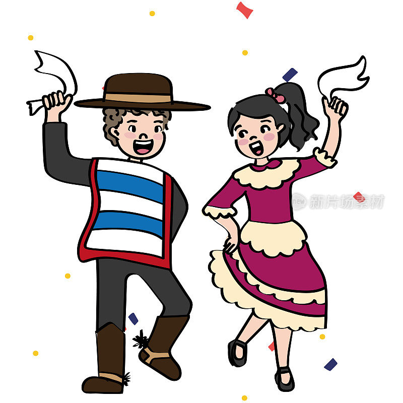 孩子们穿着传统的智利内衣跳舞