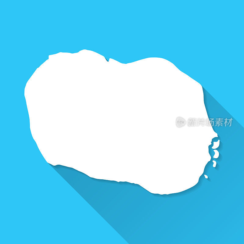 拉罗汤加地图与长阴影在蓝色的背景-平面设计
