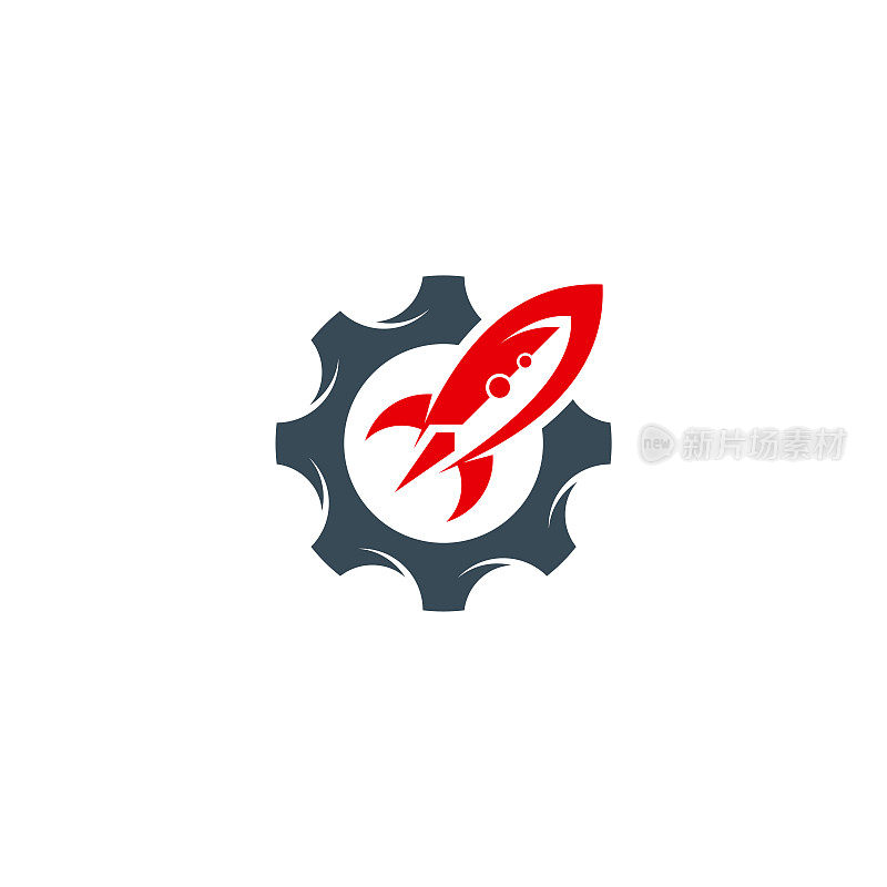火箭齿轮标志设计概念向量，火箭服务标志