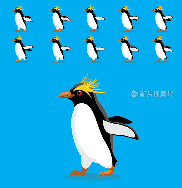 动物动画序列通心粉企鹅卡通向量