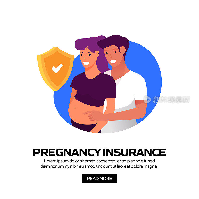 怀孕保险概念矢量插图网站横幅，广告和营销材料，在线广告，社交媒体营销等。