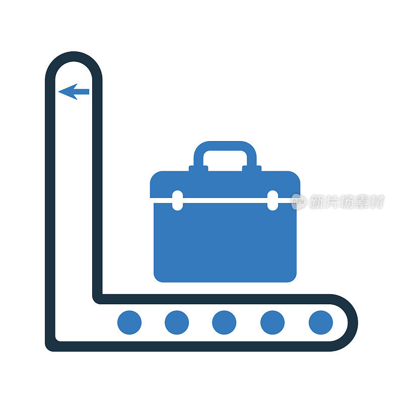 行李，运输传送带图标。可编辑矢量孤立在白色背景。