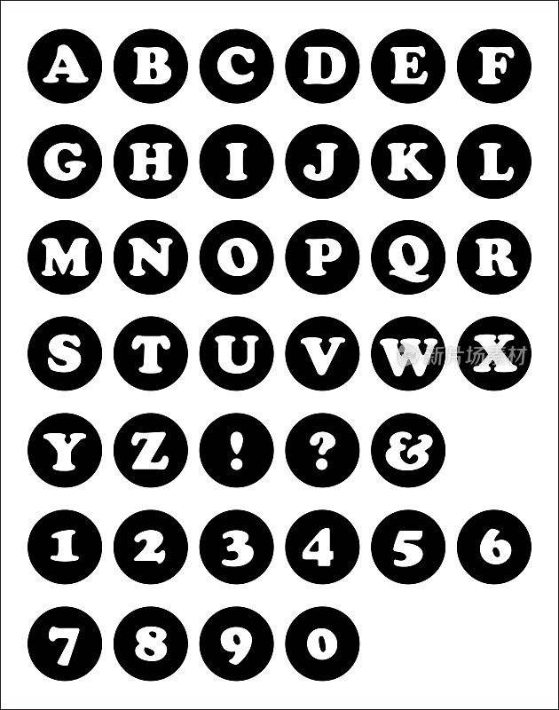 黑色圆圈字母表