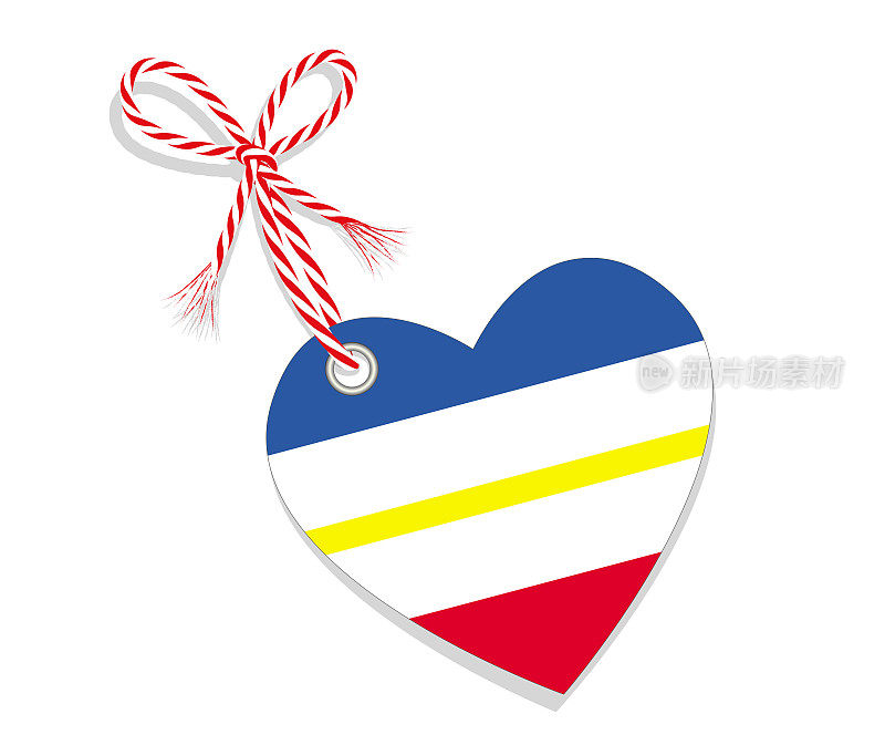旗帜作为心脏“我爱梅克伦堡Vorpommern”与绳子，矢量插图孤立在白色背景