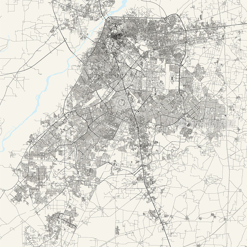 拉合尔，巴基斯坦矢量地图