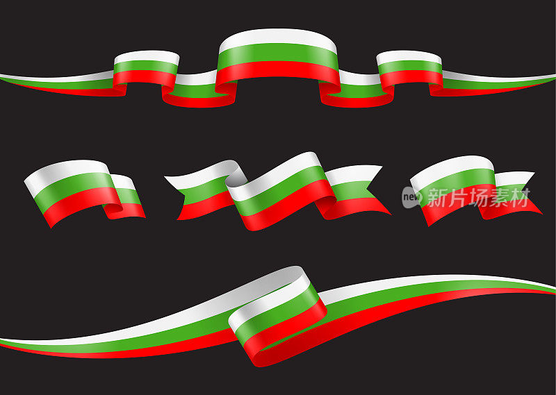 保加利亚国旗缎带集-矢量股票插图
