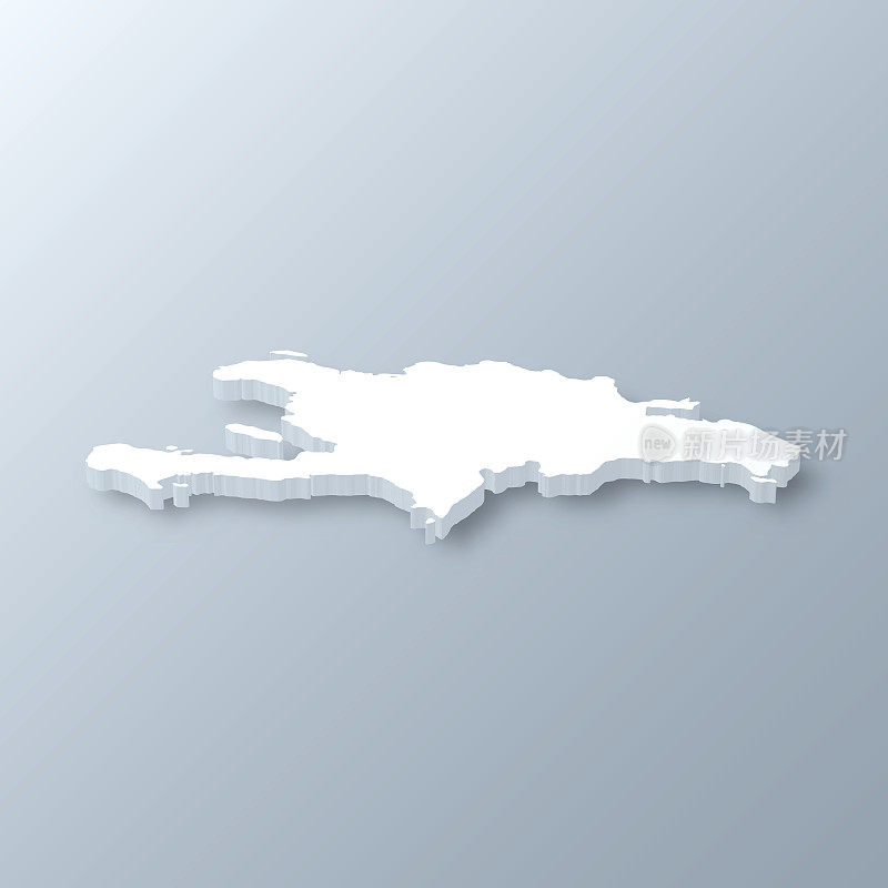 灰色背景上的伊斯帕尼奥拉岛3D地图