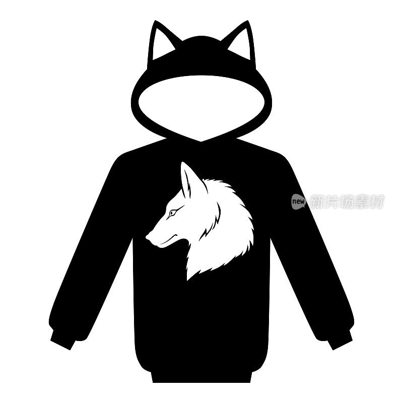 连帽运动衫与狐狸脸在胸前的图标