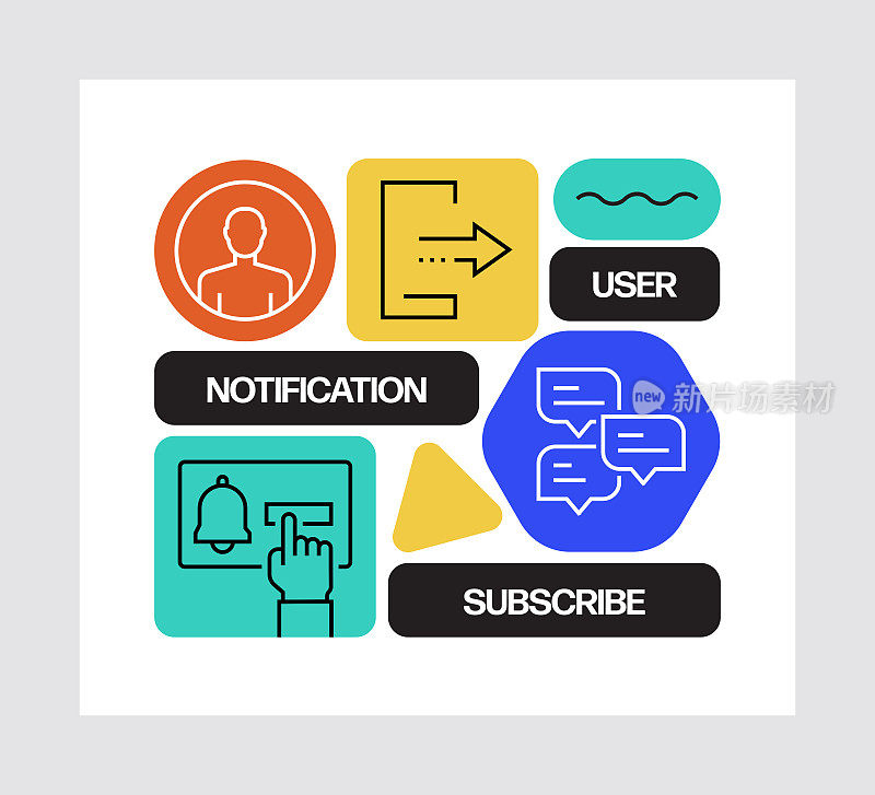 界面概念，线条风格矢量插图