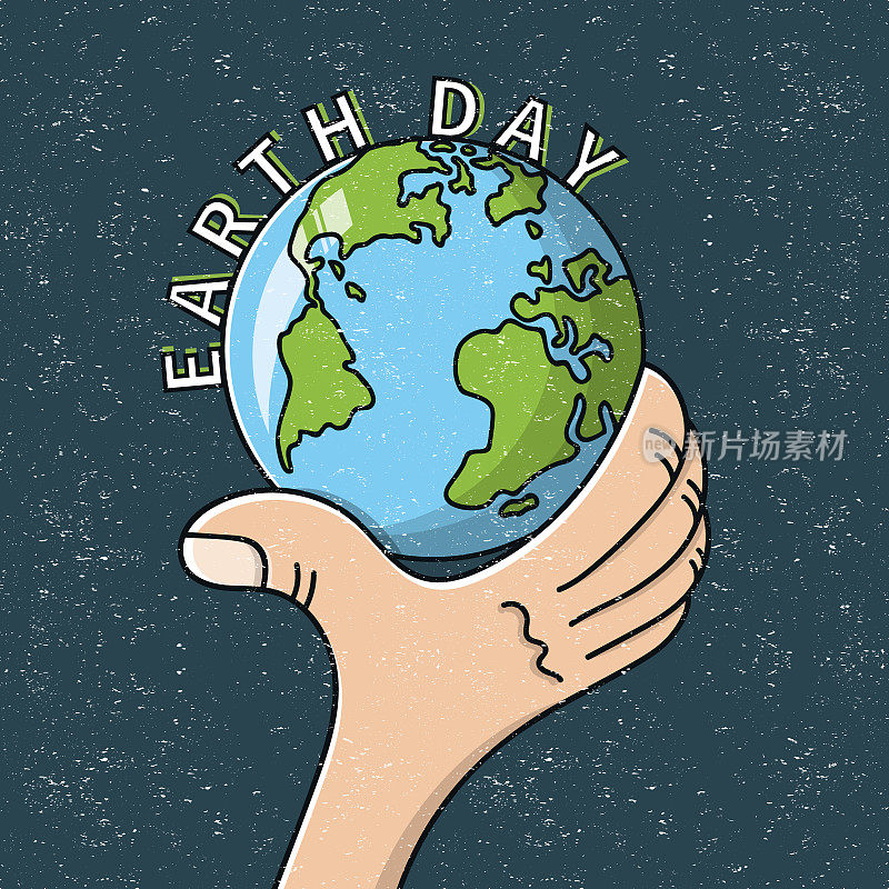 手里拿着地球仪。地球日理念，拯救地球，保护环境。矢量平面插图。
