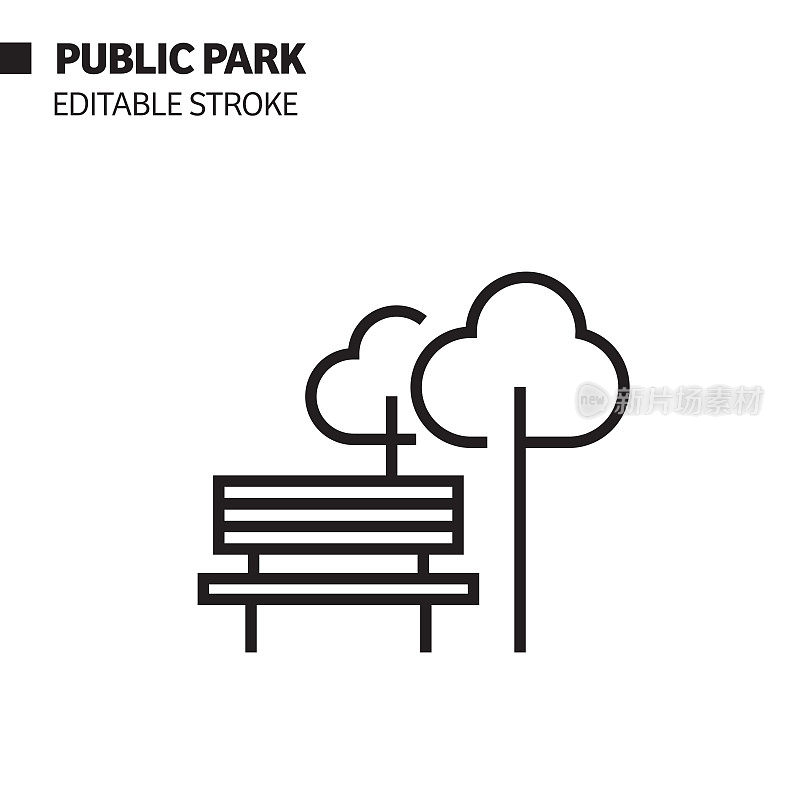 公共公园线图标，轮廓矢量符号插图。