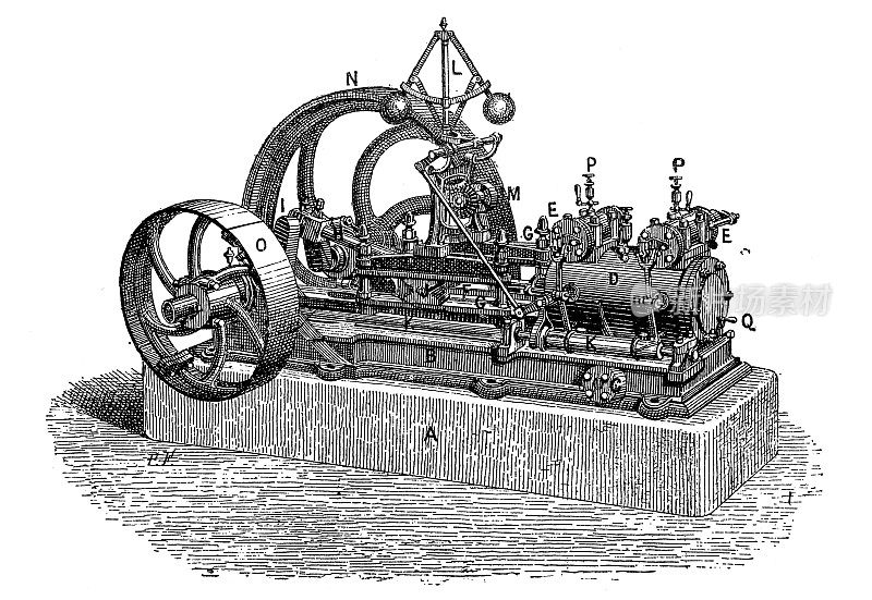 古董插图:蒸汽机