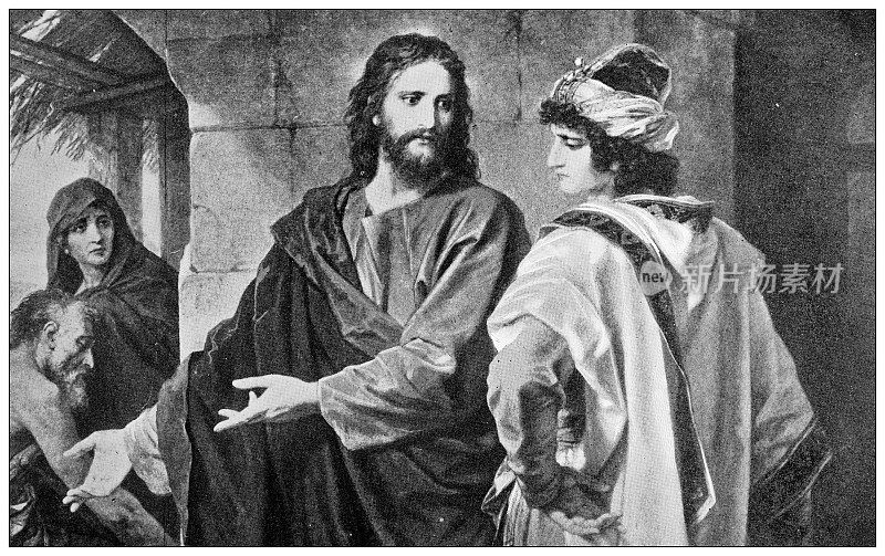 古董宗教画:霍夫曼的《耶稣和富有的年轻人》