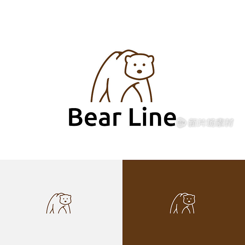 简单的熊线艺术风格自然