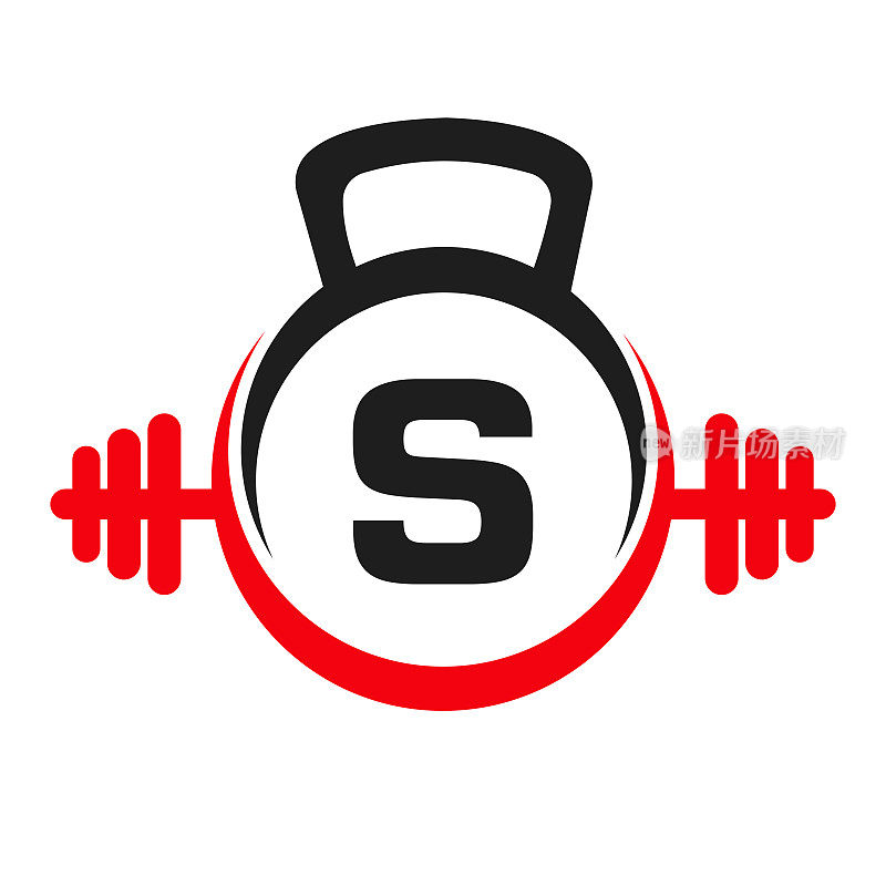 字母S健身标志设计。运动健身房标志图标设计矢量模板