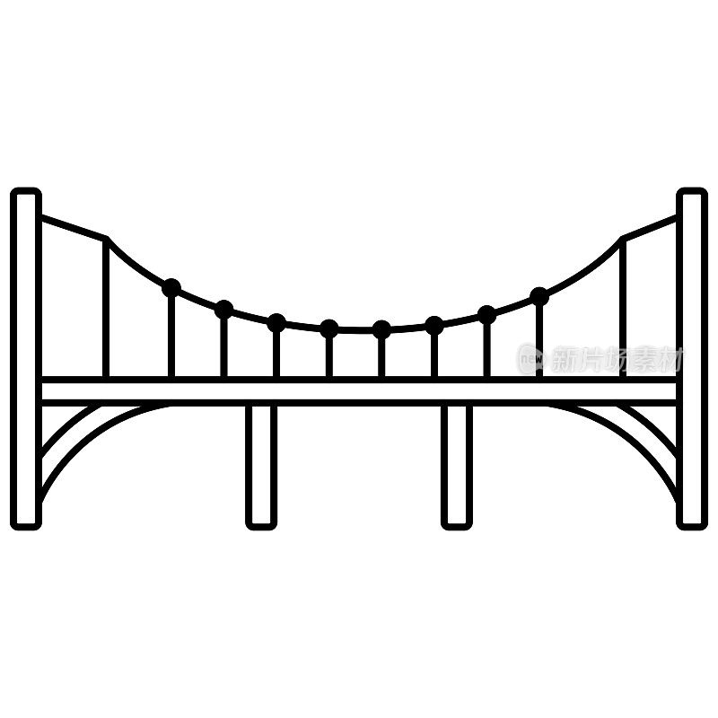 桥梁线条艺术图标设计模板矢量插图
