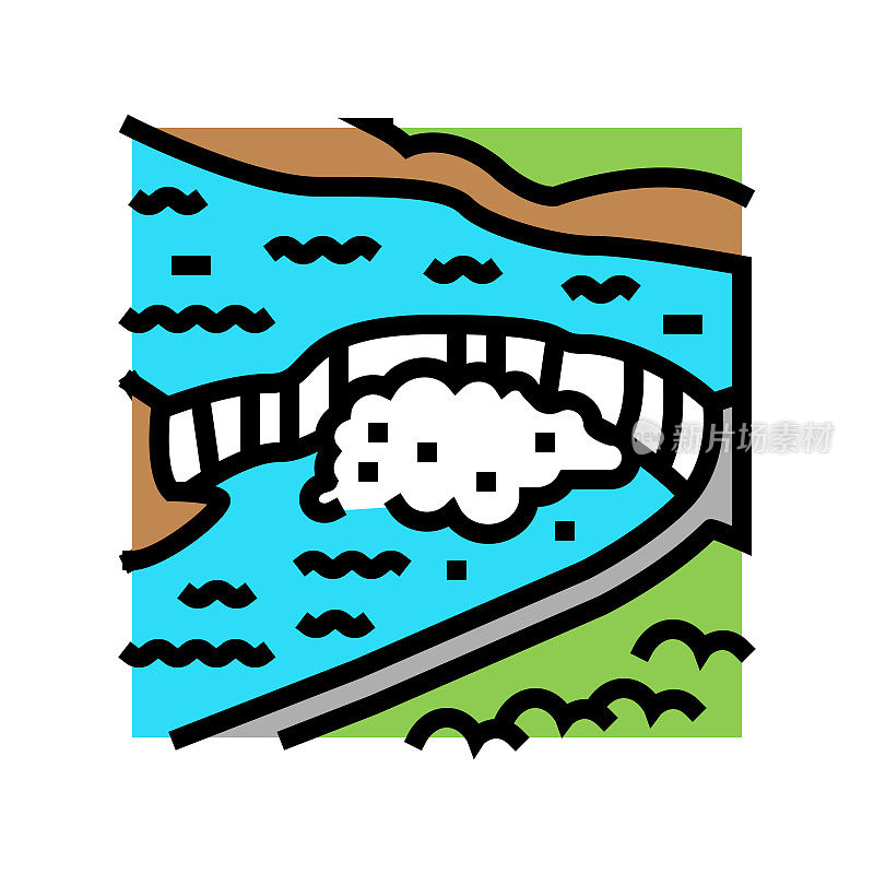 尼亚加拉瀑布彩色图标矢量插图