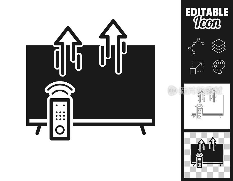 从电视发送。图标设计。轻松地编辑