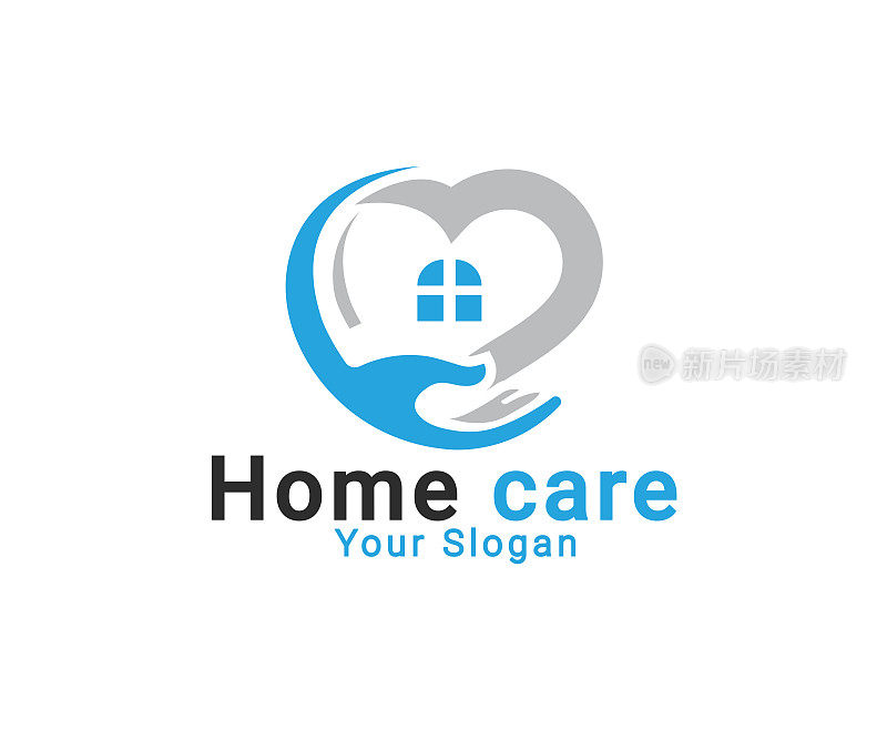 家庭护理标志，呆在家里标志，养老院标志模板