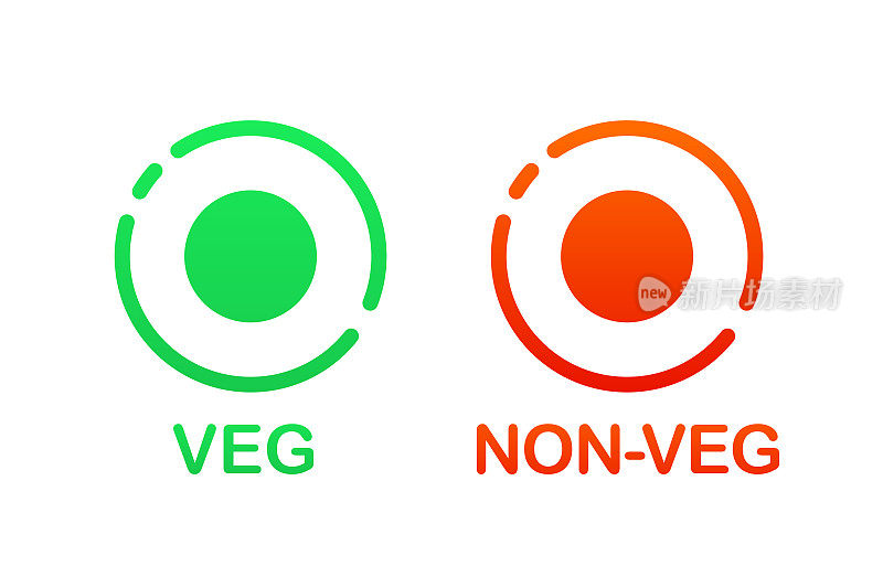 蔬菜和非蔬菜的最小符号。卡通平面风格的潮流，现代吃货标志图形艺术设计元素孤立于白色背景。平面设计。矢量图