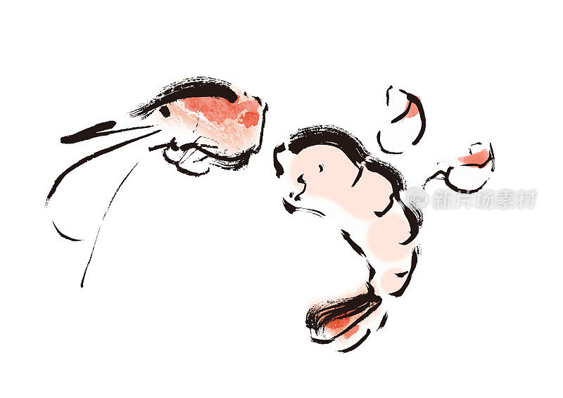 日式煮虾笔画插图