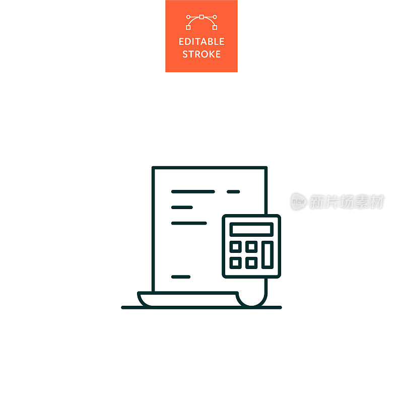 具有可编辑笔画的财务报告行图标。Icon适用于网页设计、移动应用、UI、UX和GUI设计。