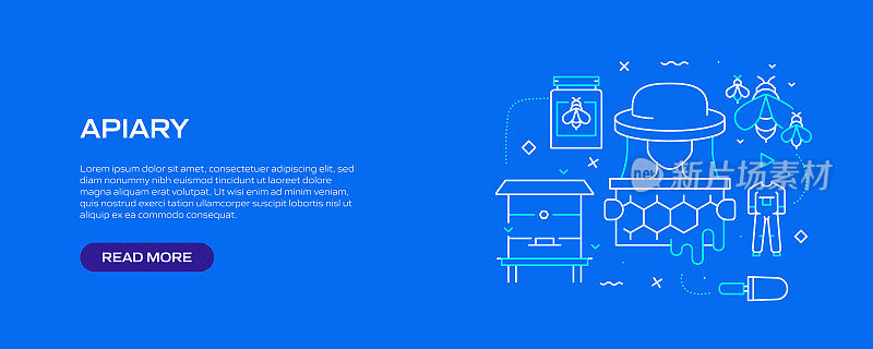 APIARY相关的线风格横幅设计网页，标题，宣传册，年度报告和书籍封面
