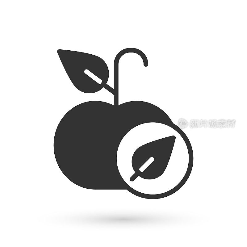 灰色苹果图标孤立的白色背景。多余的体重。健康饮食菜单。健身减肥苹果。向量