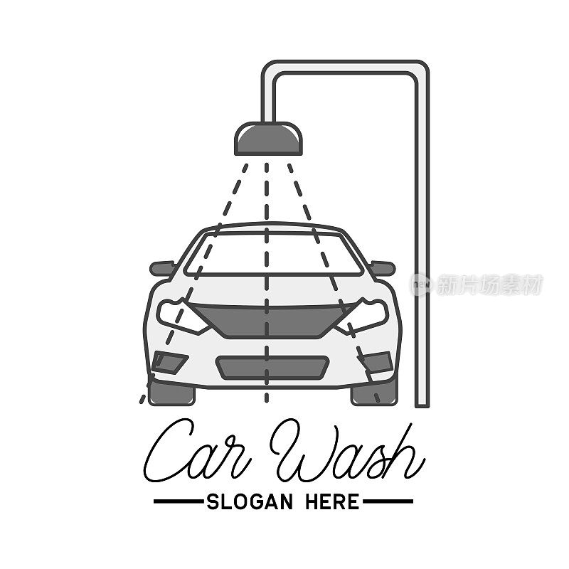洗车服务标志，矢量插图