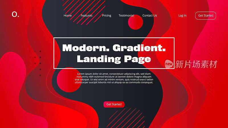 现代液体梯度多色抽象背景登陆页网站模板设计与几何形状元素