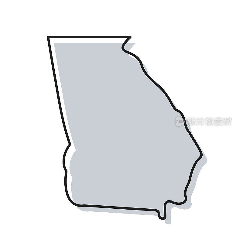 格鲁吉亚(美国)地图手绘在白色背景-时尚的设计
