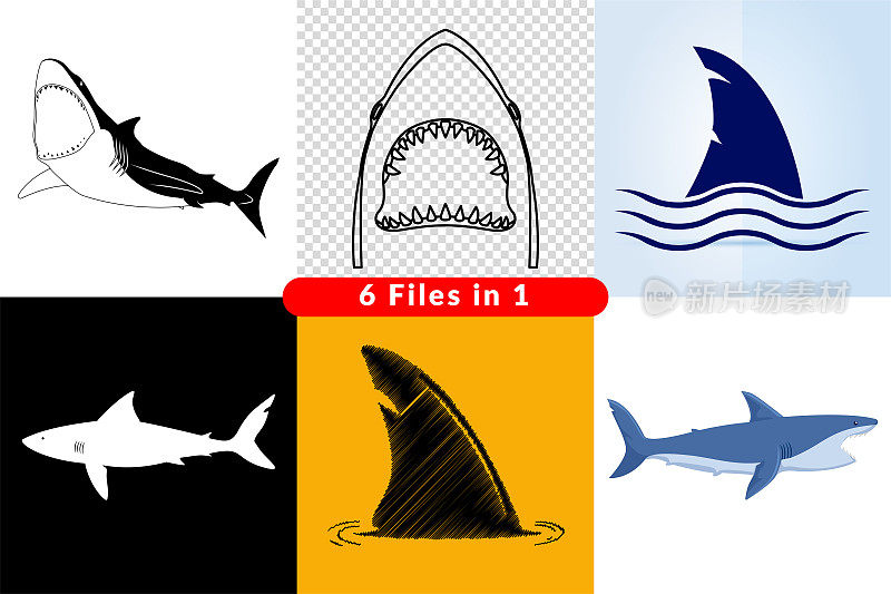 鲨鱼图标集。