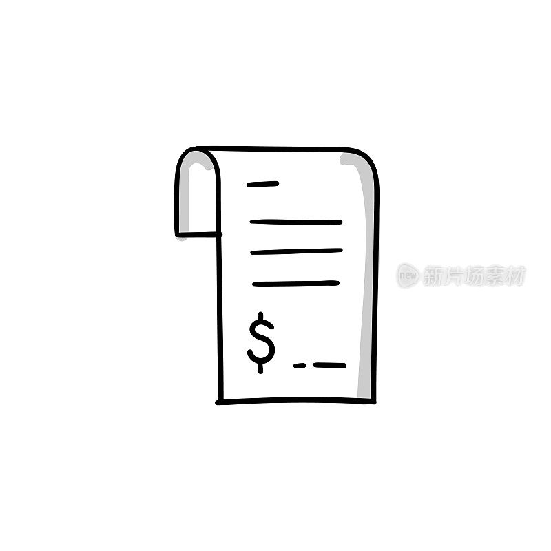 金融比尔素描涂鸦矢量线图标与可编辑的笔画。Icon适用于网页设计、移动应用、UI、UX和GUI设计。
