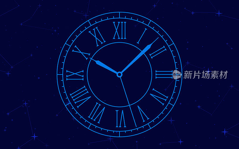 空间时钟占星术告诉时间星座背景设计
