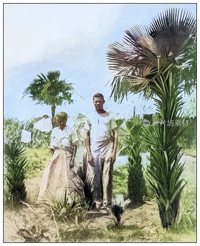 古董黑白照片:一对夫妇，古巴