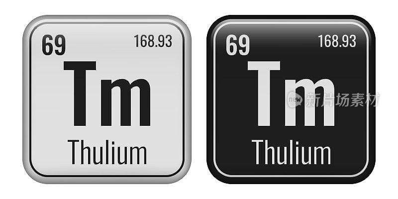 铥的象征。元素周期表中的化学元素。矢量插图隔离在白色背景上。玻璃的迹象。