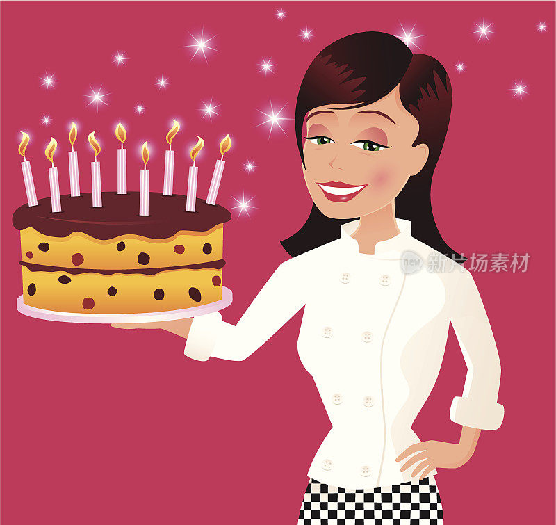 女厨师和大生日蛋糕