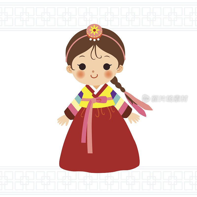 可爱的小女孩穿着韩国传统服装