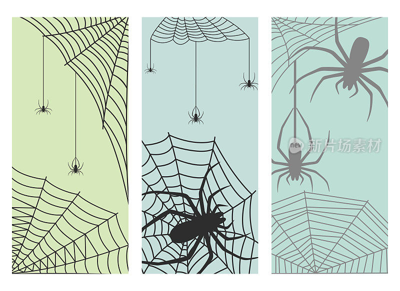 蜘蛛网剪影，蜘蛛，害怕，平面，可怕的动物设计，自然，昆虫，危险，恐怖，万圣节矢量卡