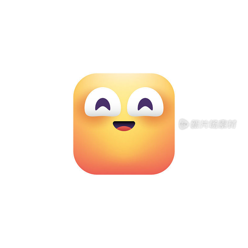 Emoticon设计立方体形状逼真着色