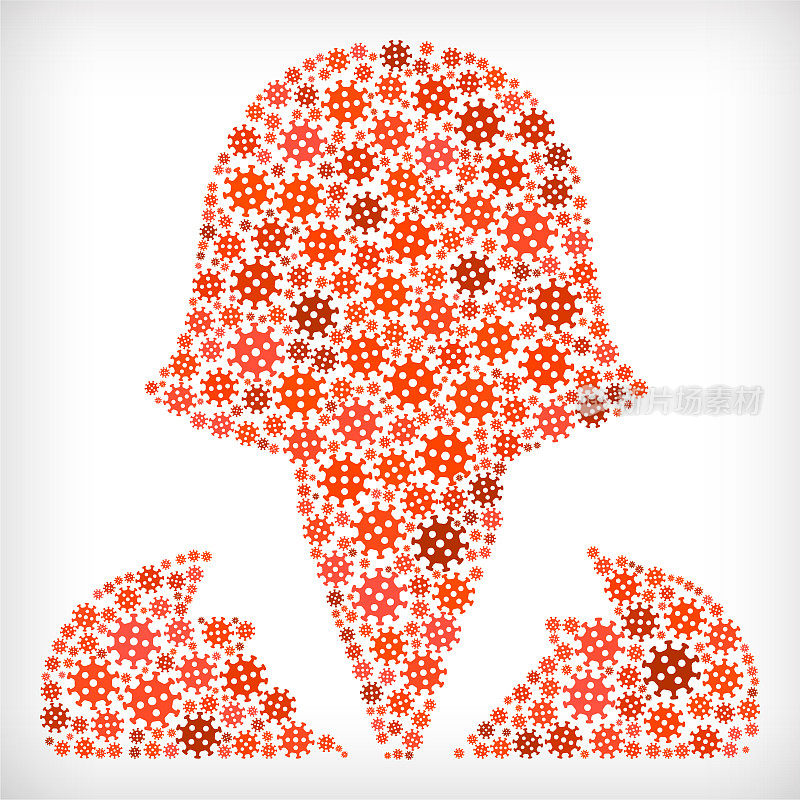 女性爆头流感冠状病毒图标模式