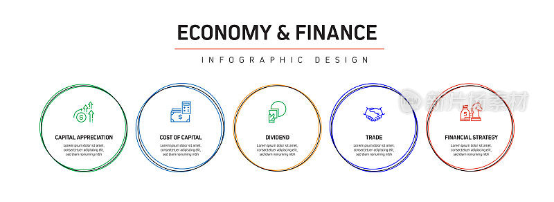 经济和金融概念信息图模板，元素和图标。简单的矢量信息图设计