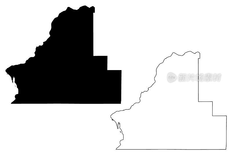 瓦拉瓦拉县，华盛顿州(美国县，美国，美国)地图矢量插图，涂鸦草图瓦拉瓦拉地图
