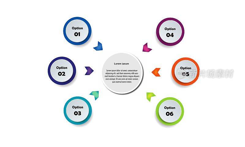 信息图表模板。步骤选项元素信息图模板的网站，UI应用程序，业务演示。