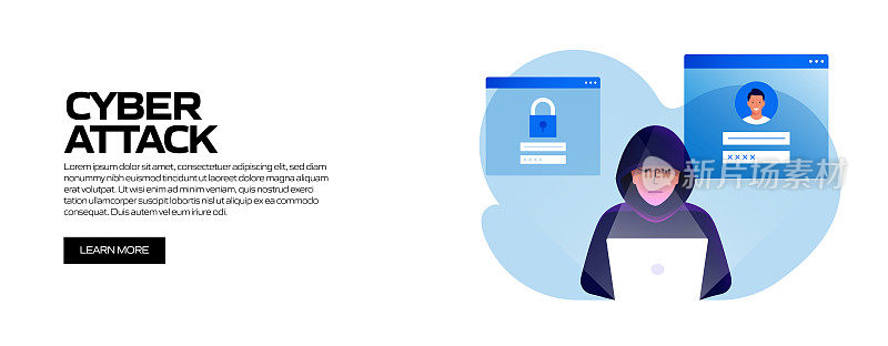 网络攻击概念矢量插图网站横幅，广告和营销材料，在线广告，业务演示等。